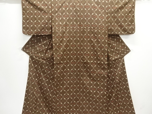 JAPANESE KIMONO / ANTIQUE KIMONO / SILK / TSUMUGI / WOVEN KASURI PATTERN
